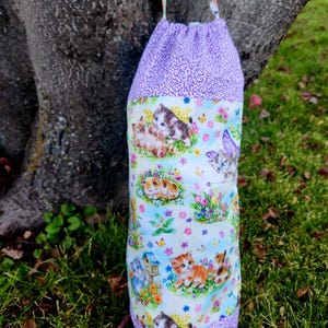Cat Grocery Bag Dispenser, Shopping Bag Holder, Kitty Plastic Bag Keeper, Housewarming Gift, Butterfly Decor, Kitchen Organization image 4