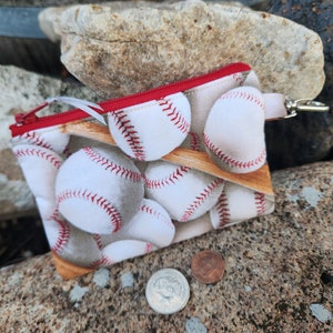 Monedero de moneda de béisbol, billetera con cremallera para niños, monedero de cambio deportivo, bolsa para auriculares, bolsa de béisbol
