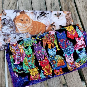 Cartera de gato, billetera de gatito, billetera de tela, billetera de mujer, regalo de gato, billetera de identificación de mujer, billetera con broche, billetera hecha a mano,