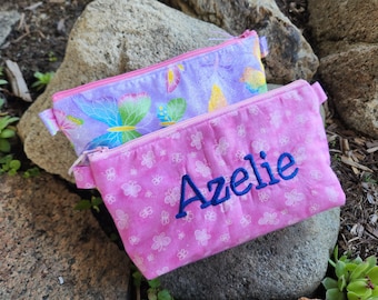 Butterfly Pencil Case,  Girls pencil pouch, Makeup Bag,  Girl's School Supply Bag, Cosmetic Bag, Monogrammed Pencil Pouch, butterfly bag