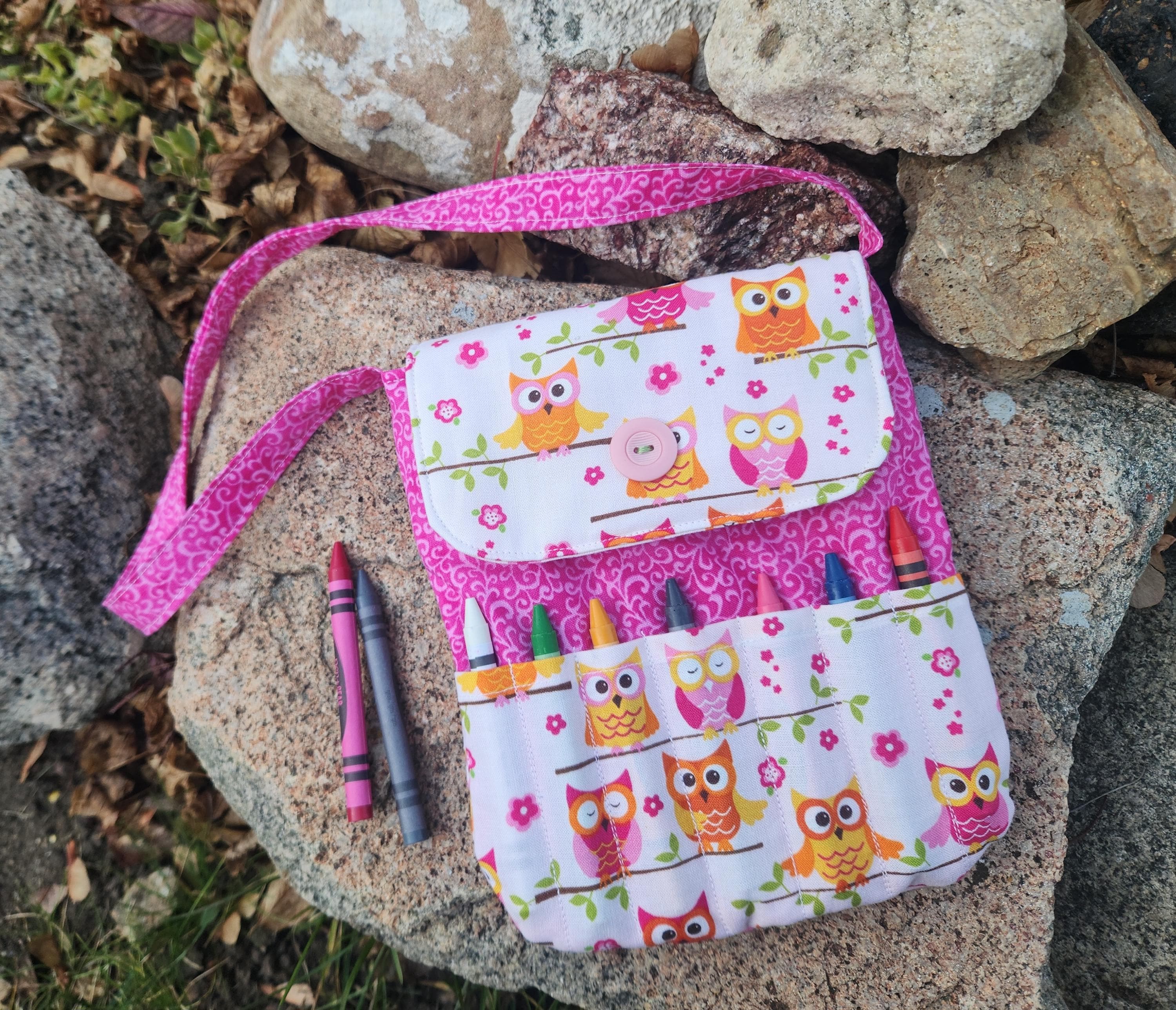 Owl Crayon Purse, Little Girls Purse, handmade Purse, Easter Purse, Girls Purse, Girls fabric owl pu