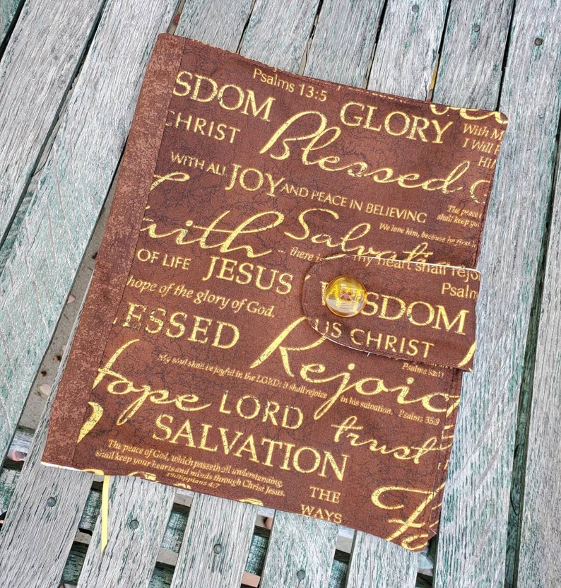 Religious Fabric Bible Cover Brown Bible Cover Fabric Bible Etsy