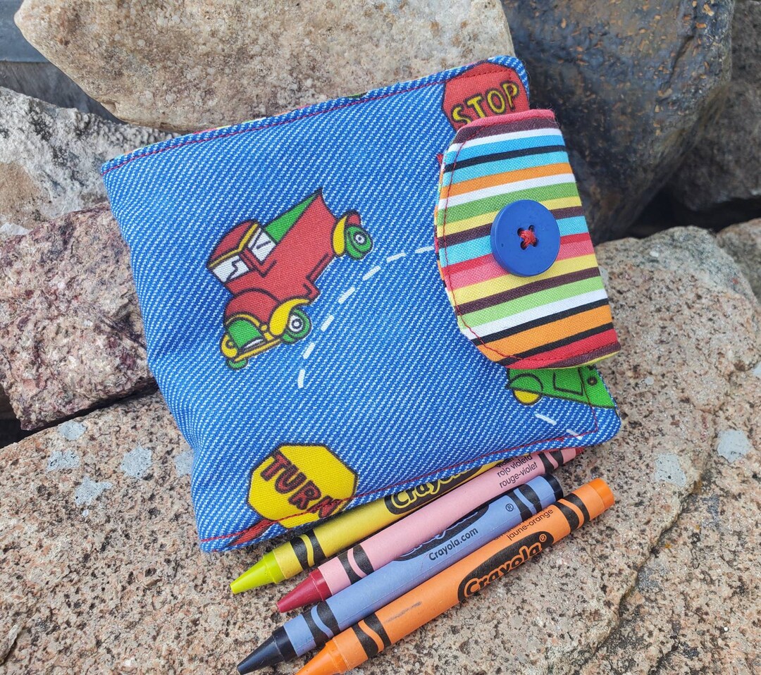 Truck Crayon Wallet, Boy's Crayon Billfold, Crayon Holder, Crayon Roll