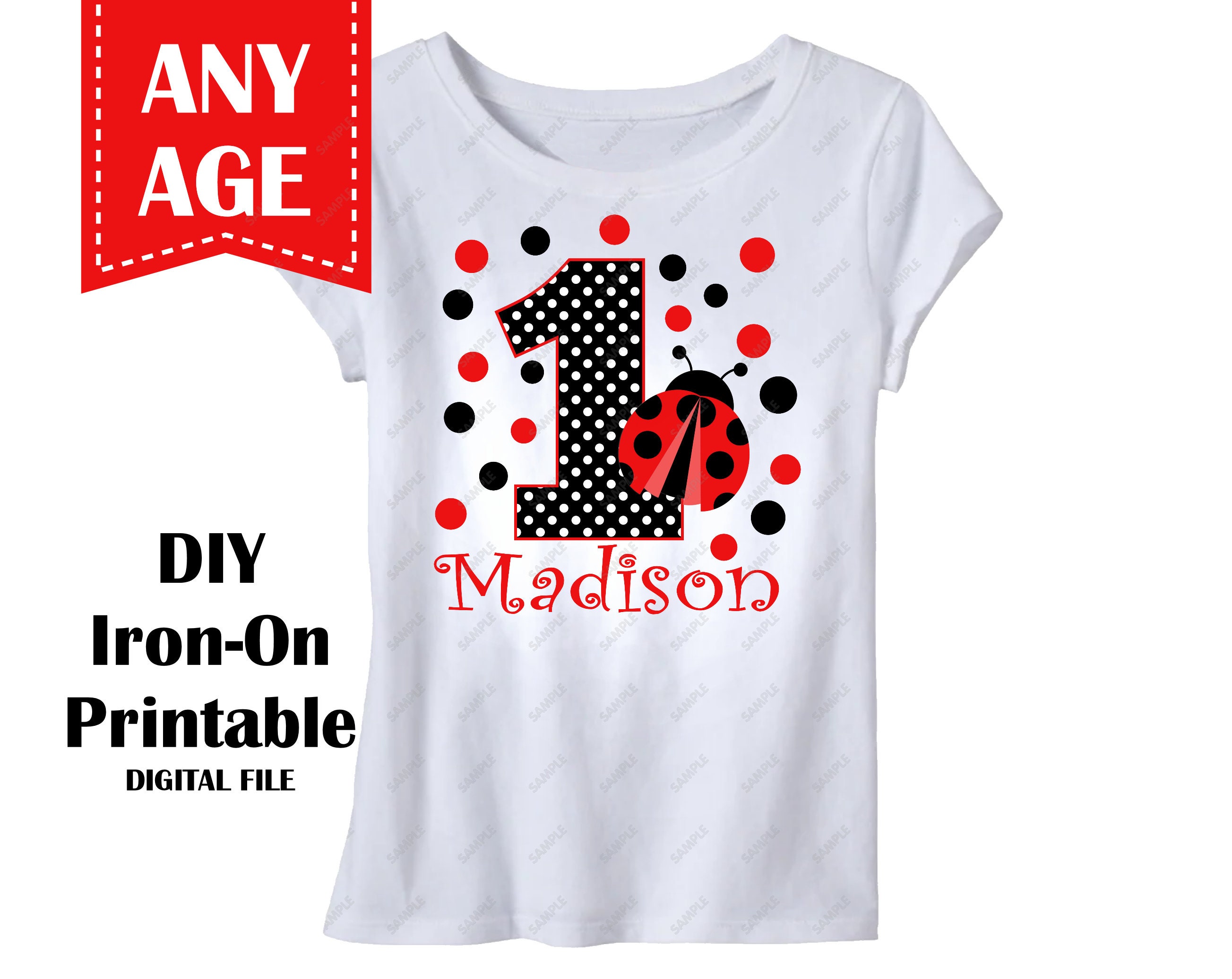 Printable Custom Color Ladybug Birthday Iron On Transfer Girl Etsy