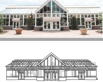 Wintergarten im Sussex County Fairterrain, NJ Hochzeit Ort Linie Zeichnung DIGITAL DOWNLOAD
