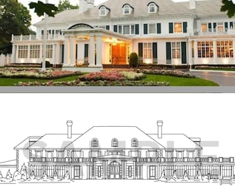 ShadowBrook in Shrewsbury Wedding Venue Line Zeichnung DIGITAL DOWNLOAD