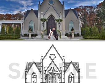 The Park Schlosskapelle Hochzeitsortung Line Zeichnung DIGITAL DOWNLOAD