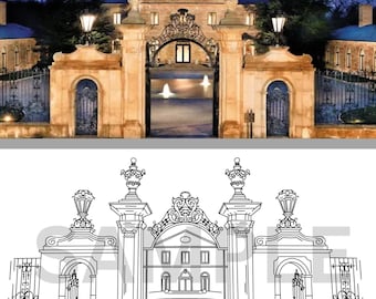 TPC Jasna Polana Hochzeitsortierung Line Zeichnung DIGITAL DOWNLOAD