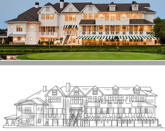 Trump National Golf Club Colts Neck NJ Hochzeitsort-Linie Zeichnung DIGITALER DOWNLOAD