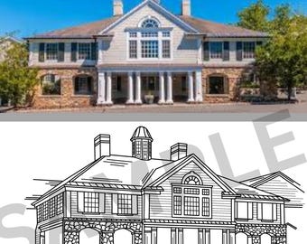 The Old Mill Inn NJ Hochzeit Venue Line Zeichnung DIGITAL DOWNLOAD