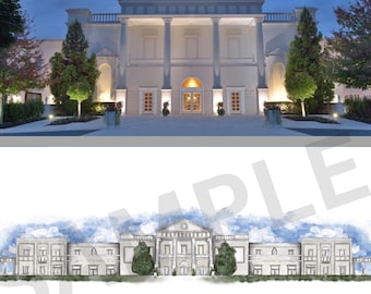 Palast im Sommerset Park NJ Hochzeitsort Aquarell DIGITALE DOWNLOADS