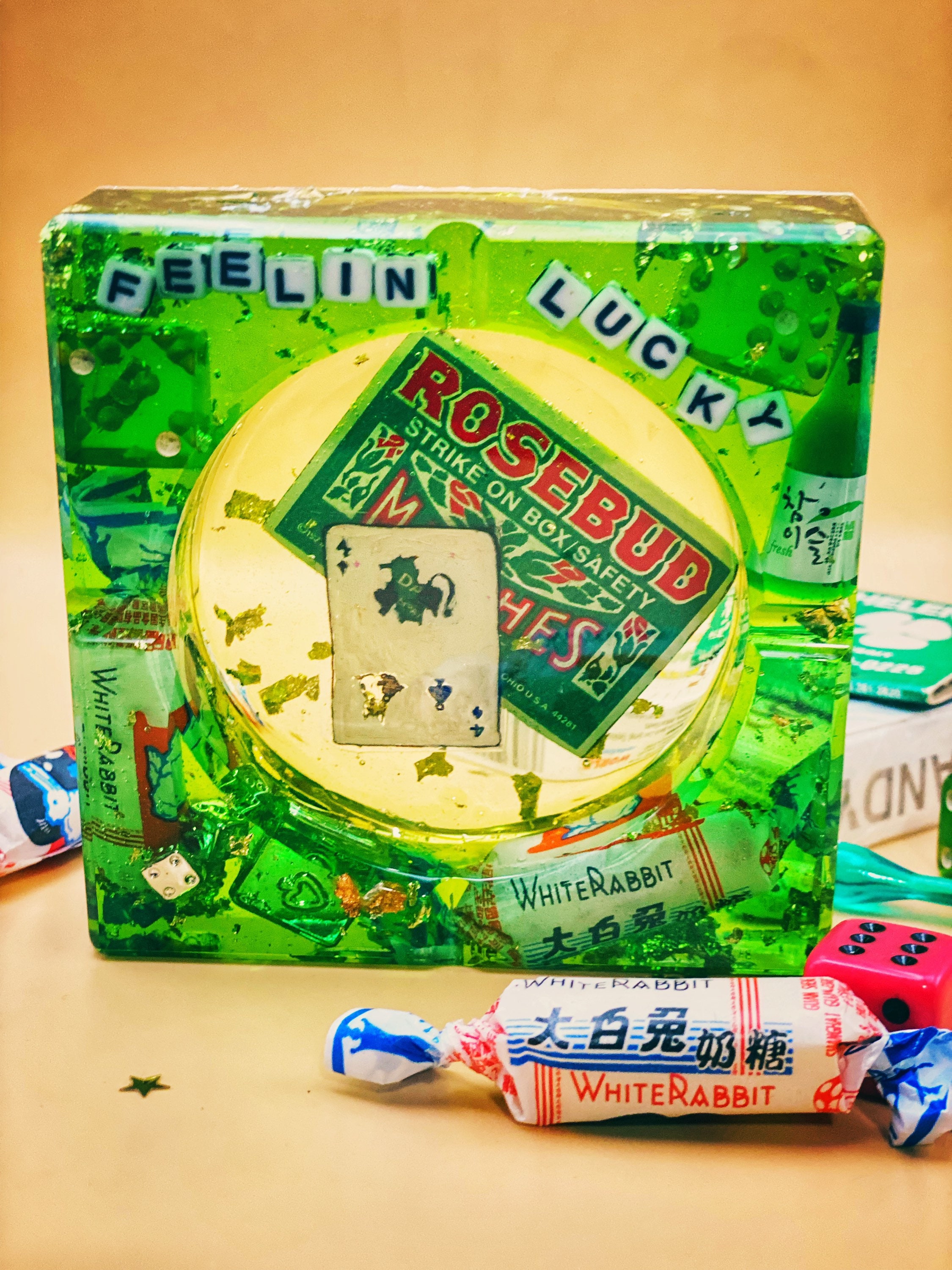 Decorative Trays Home Décor ashtray handmade lucky resin Feelin lucky ashtray