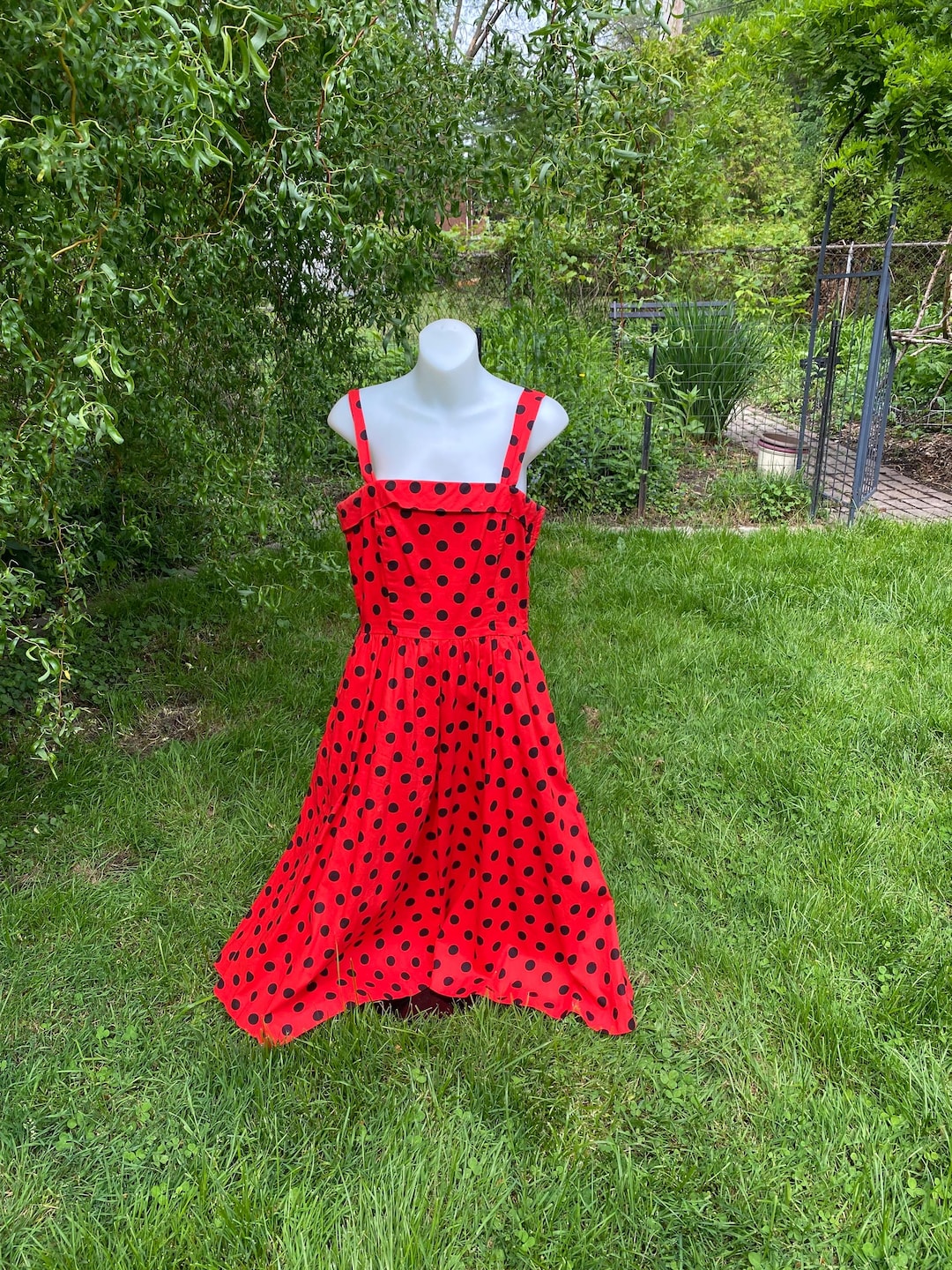 Vintage Red Polka Dot Swing Dress - Etsy