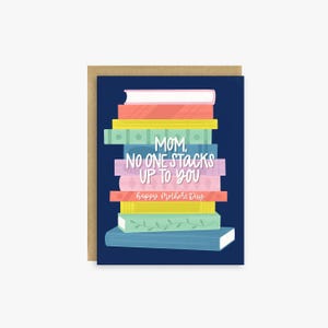 Cartão de Dia das Mães Stacks Up | Cartão de Dia das Mães para Amantes de Livros Fofo para Mãe, Presente de Livro