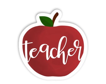 Cute Teacher Sticker - Teacher Water Bottle Sticker - Teacher Apple Sticker - Teacher Laptop Decal - Teacher Gift