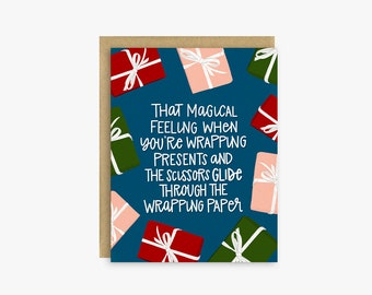 Funny Holiday Card Boxed Set - Wrapping Presents Card Boxed Set - Funny Christmas Card Boxed Set of 8