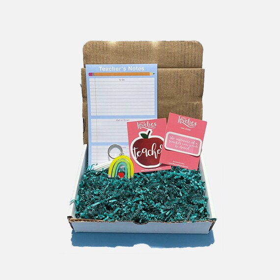 Teacher Gift Box - School Supplies Rainbow Keychain - Cute Teacher Gift - Teacher Notepad - Teacher Sticker Il_570xn