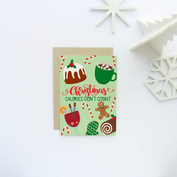 Boxed Set of 8 - Funny Holiday Card - Christmas Calories Card - Funny Christmas Card Il_570xn