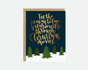 Funny Christmas Card - Funny Holiday Card - Live Vicariously Through Christmas Movies - Cute Christmas Card