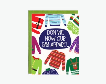 Funny Holiday Card -Funny Christmas Card - Don We Now Card Boxed Set of 6 - Tacky Sweater Card Boxed Set - Funny Holiday Card Set