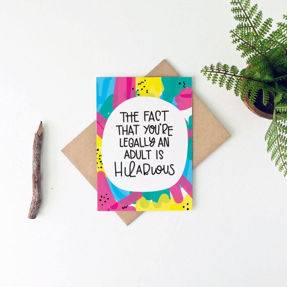 Funny Birthday Card- 18th Birthday Card - Legally An Adult Birthday Card - Eighteenth Birthday Card Il_570xn