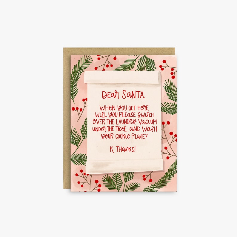 Funny Holiday Card Dear Santa Card Funny Christmas Card image 1