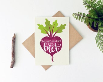 Food Pun Valentine's Day Card - Punny Valentine's Day Card  - Skip A Beet Card - Lesbian Valentine Card - Gay Valentine Card