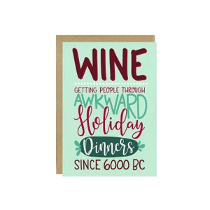 Tarjeta navideña con vino / Tarjeta de felicitación festiva con humor sobre vino vintage