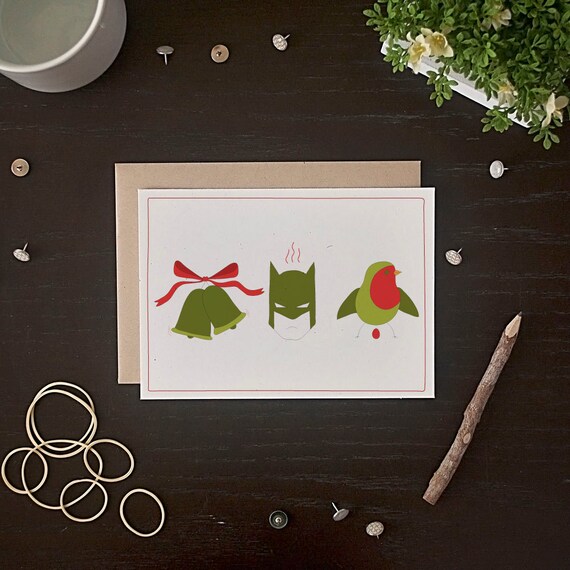 Funny Holiday Card Set - Batman Card Set - Funny Christmas Card Set - Jingle Bells Card Set - Boxed Set of 8 Il_570xn