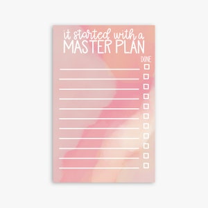 Masterplan Notizblock | Witziger A5 Notizblock für Lehrer, Schreibtisch Organizer mit linierten Seiten