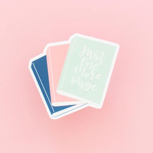 Just One More Page Vinyl Book Sticker | Adorable Bookworm Decal for Water Bottles, Laptops, and Gifts