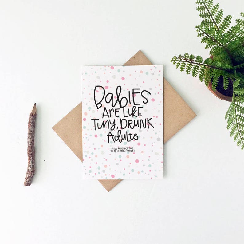 New Baby Card Funny Baby Card Funny Baby Shower Card Gender Neutral Baby Card Tiny Drunk Adults