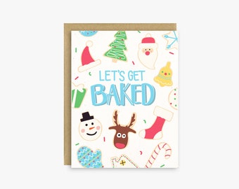 Funny Christmas Card - Funny Holiday Card - Let's Get Baked Card - Christmas Card Set - Holiday Card Set
