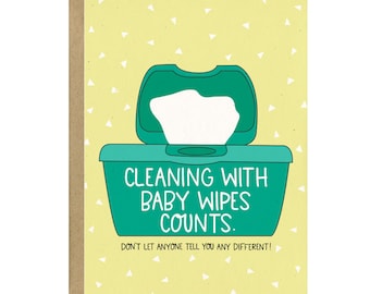 Funny Baby Shower Card: Baby Wipes Humor, New Mom Gift