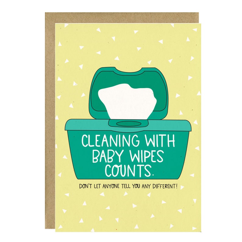 Funny Baby Shower Card New Baby Card Baby Wipes Card Gender Neutral Baby Card New Mom Card