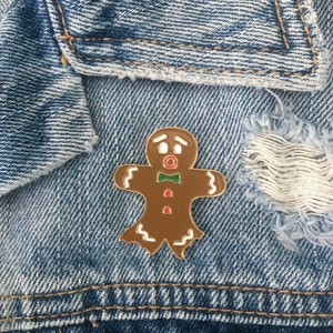 Gingerbread Man Lapel Pin | Festive Gingerbread Man Enamel Lapel Pin for Holiday Gifts