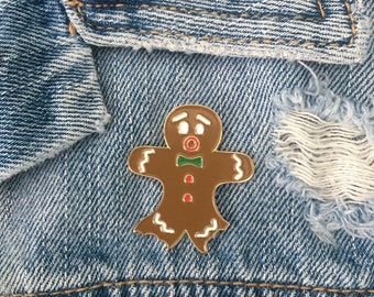 Broche de Noël - Farce-bas - Épingle à revers en pain d’épice - Broche en émail drôle - Meilleur cadeau d’ami