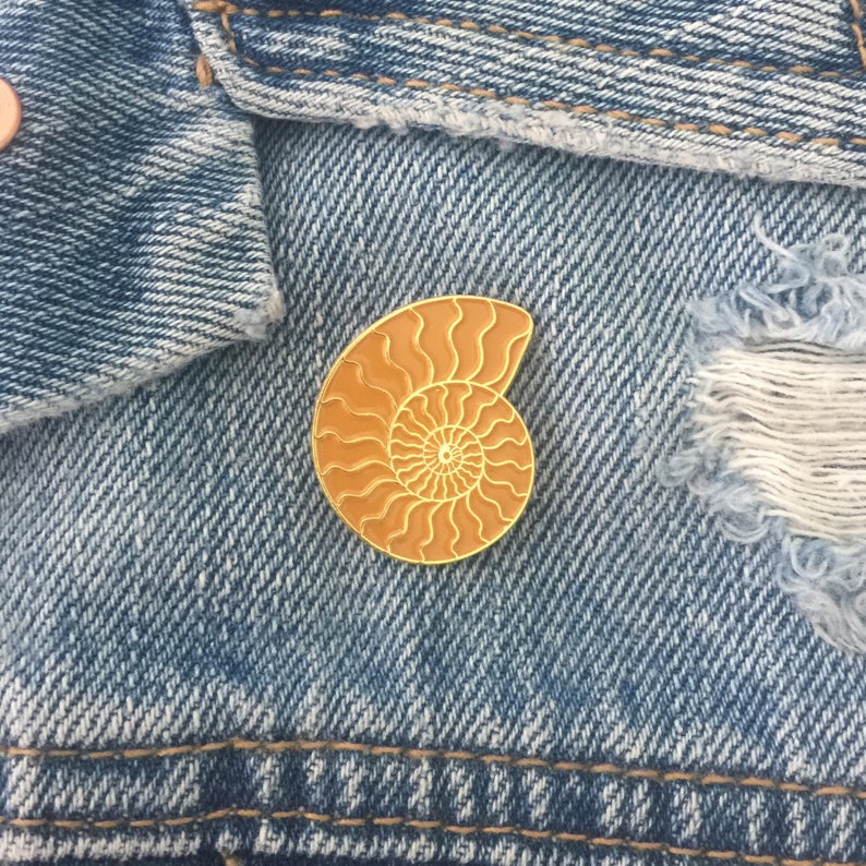 Stocking Stuffer Nerdy Pin Gift for Him Ammonite Enamel Pin Fossil Lapel Pin Gifts Under 25 image 1