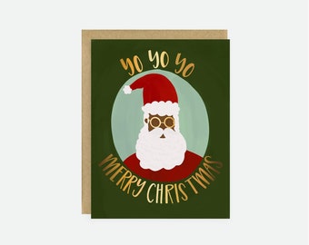 Black Santa Christmas Card - Yo Yo Yo Christmas Card - Black Santa Holiday Card - Funny Christmas Card - Funny Holiday Card