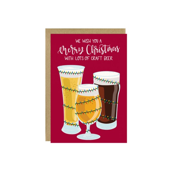 Download Funny Christmas Card Set Craft Beer Christmas Card Funny Etsy PSD Mockup Templates