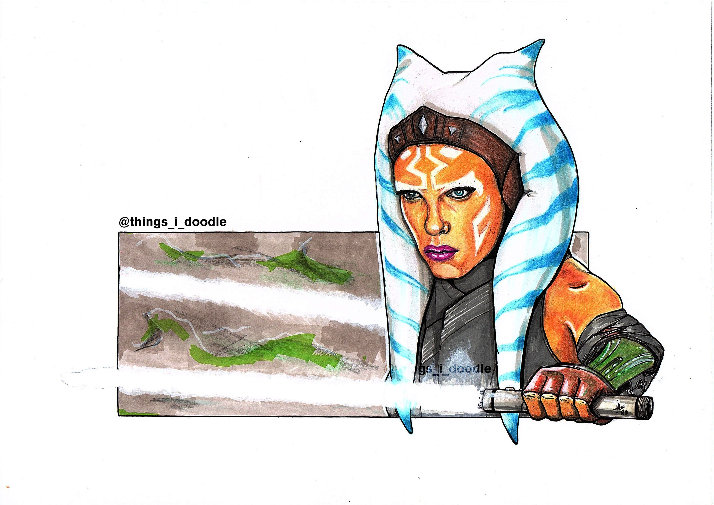 Ahsoka Tano / Mandalorian / Mando / Star Wars Fan Art Etsy