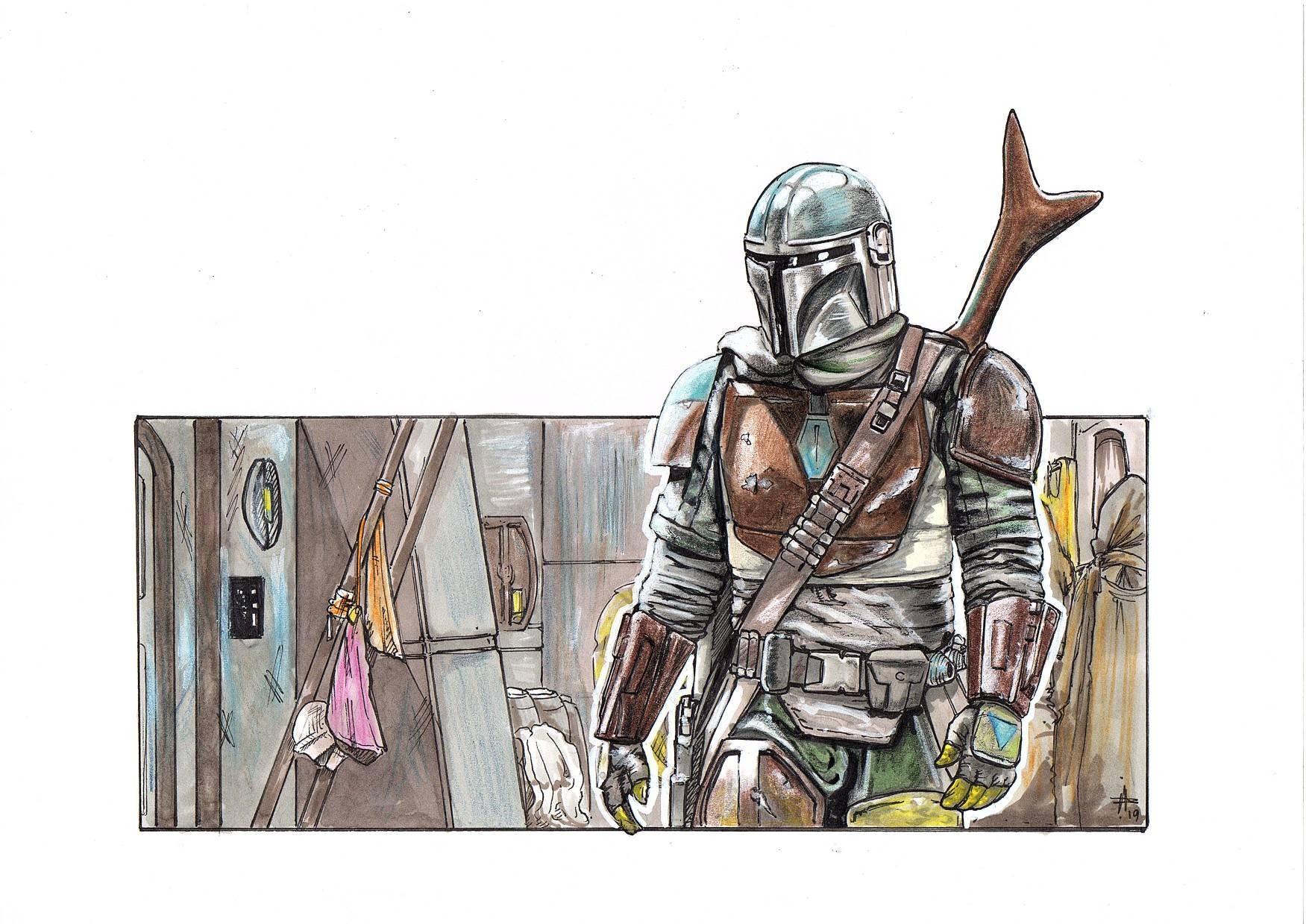 Mandalorian / Star Wars fan art print | Etsy