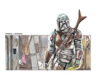 Mandalorian / Star Wars fan art print