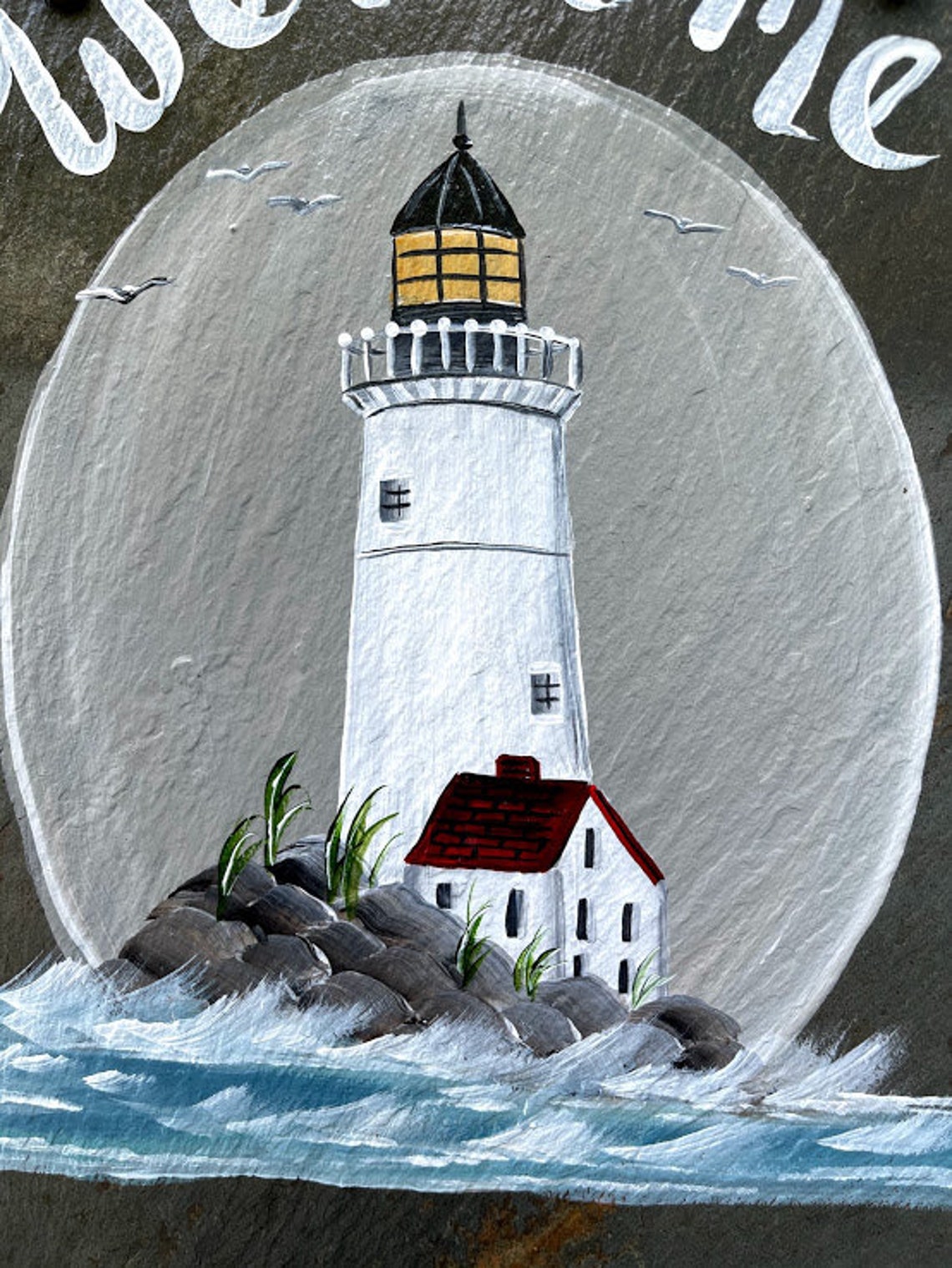 Hand Painted Lighthouse Slate 10.5 high x 9 Etsy