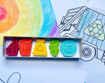 Recycling Crayons - Garbage Truck Birthday Party Favors - Gifts For Kids - Stocking Stuffers - Easter Basket Stuffers - Trash Truck Birthday