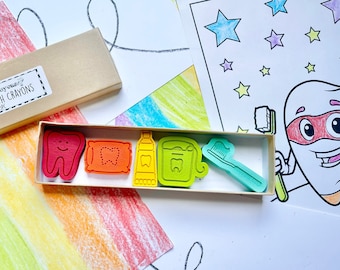 Happy Teeth Crayons - Tooth Fairy Gift - Gift From Tooth Fairy - Dentist Gifts - Dental Hygiene Gifts - Gifts For Kids - Lost Tooth Gift