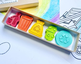 Trash Truck Crayons - Garbage Truck Birthday Party Favors - Gifts For Kids - Stocking Stuffers - Easter Basket Stuffers - Recycle Birthday