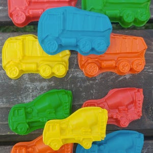 Dump Truck and Cement Truck Crayons set of 20 Construction Party Favors Construction Birthday Party Dump Truck Crayons Shaped Crayon image 3