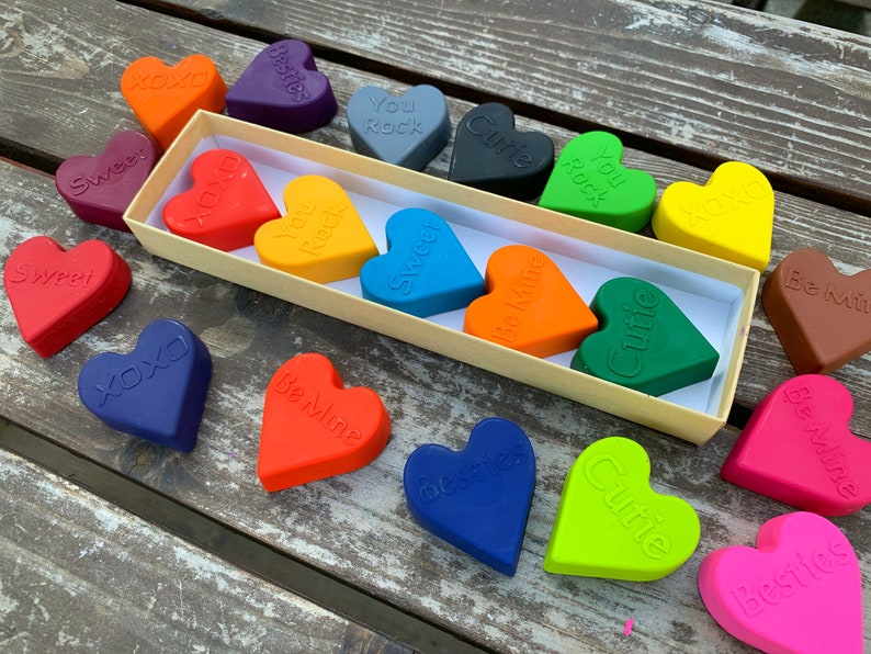 Conversation Heart Crayons Valentine's Day Gifts For Kids Valentines Day Class Favors Kids Valentine's Day Gifts Valentine's Gifts image 3