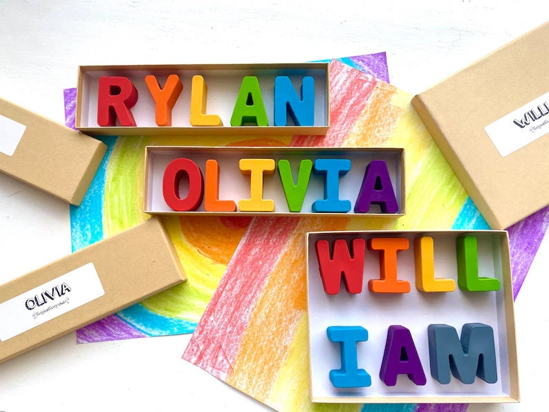 Personalized NAME Crayons Gift Ideas For Grandson Personalized Kids Stocking Stuffers Gifts For Kids Gift Ideas For Granddaughter Solid Colors